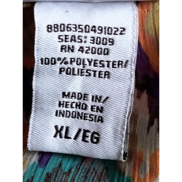 Jaclyn Smith Ikat-Print Peasant Blouse With Tie Neck & Smocked Waist X-Large - Picture 8 of 8